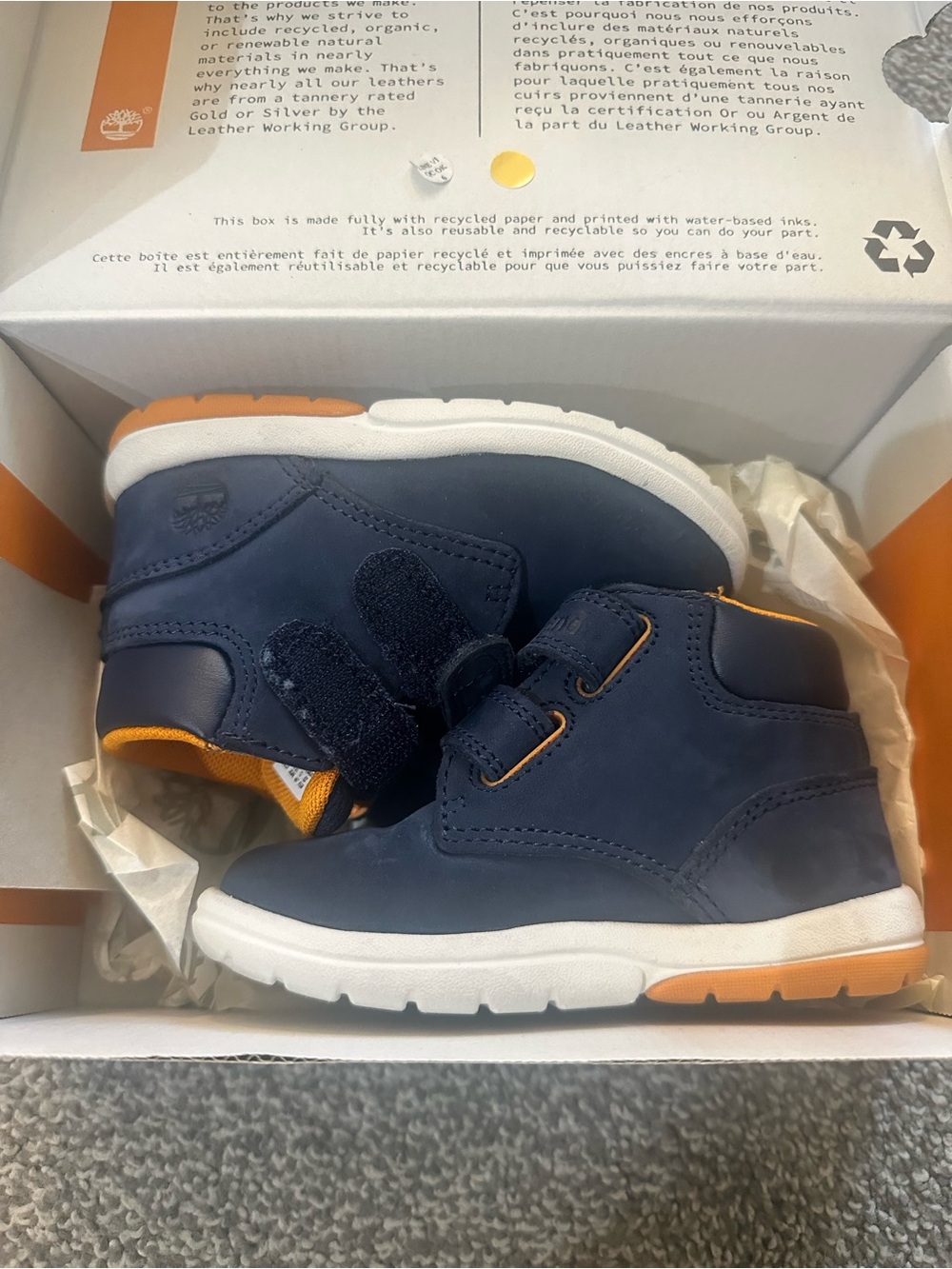 Timberland Kids Navy and Orange High-Top Boots